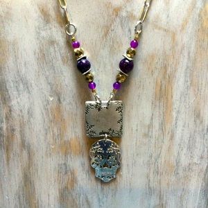 Skull Purple Agate Necklace